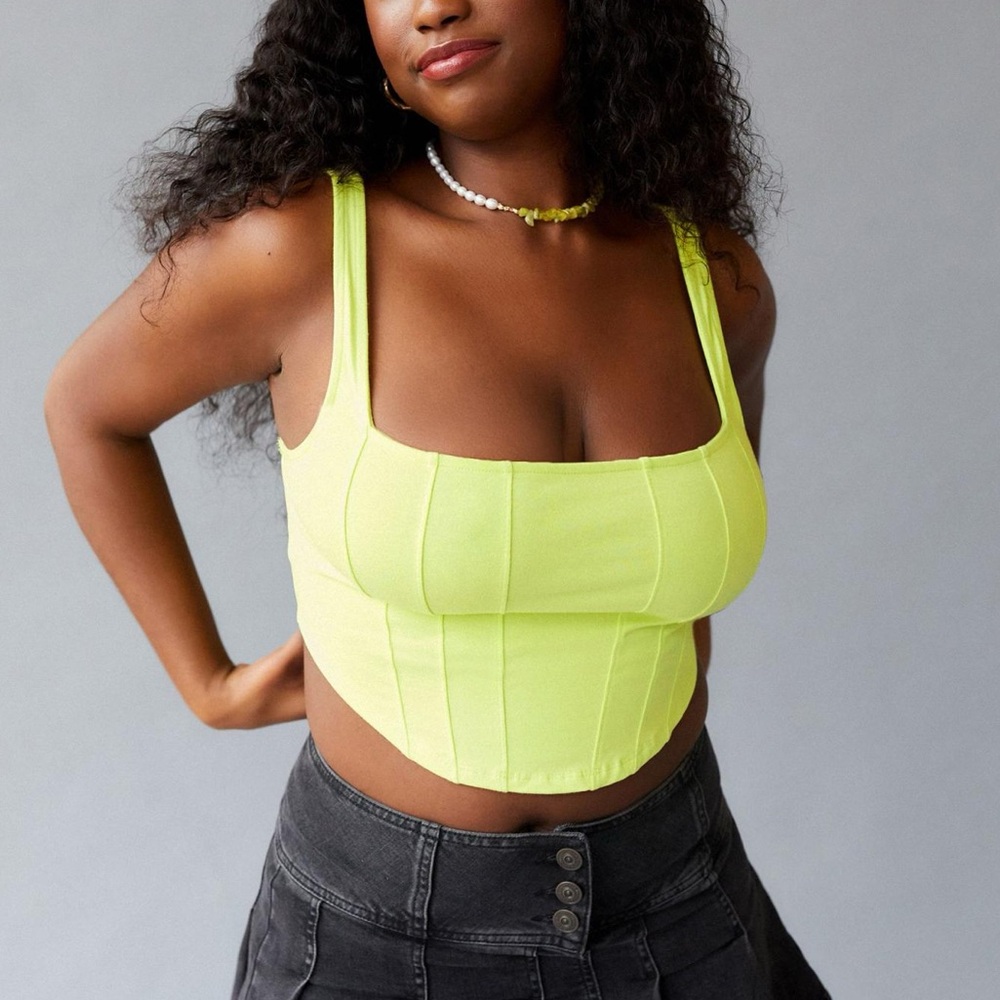Urban Outfitters Corset Tank - neon yellow